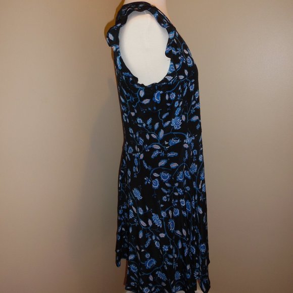 Rebecca Taylor Kyoto Silk Ruffle Floral Blue Cocktail A-line Summer Blue Dress 6 - Picture 11 of 11